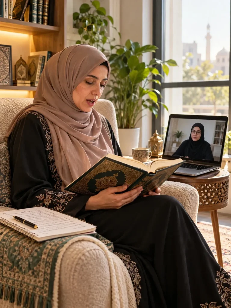 Quran memorization study with notes for revision practice